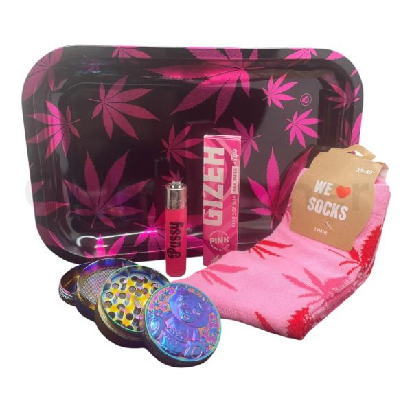 Gizeh Pink Pussy Rolling Smoker Set Large